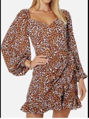 Lilly Pulitzer Lila Long Sleeve Dress Leopard "Chocolate My Favorite Spot" 12